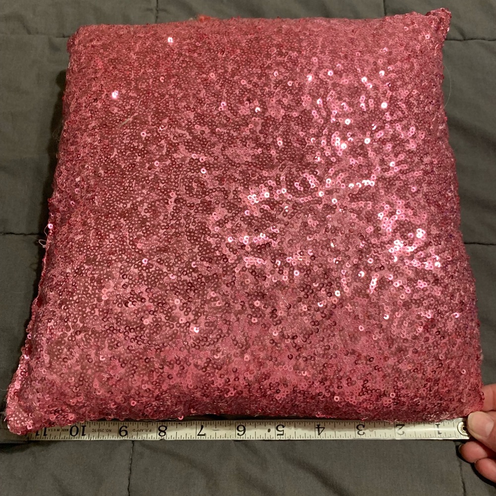 Pink sequin decorative pillow